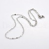 304 Stainless Steel Dapped Cable Chain Necklaces for Men STAS-O050-04P-2