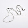 Tarnish Resistant 304 Stainless Steel Dapped Cable Chain Necklaces for Men STAS-O050-04P-2