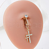 Double Cross 304 Stainless Steel Micro Pave Clear Cubic Zirconia Clip on Belly Rings FS-WG825E4-01-1