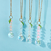 Teardrop Glass & Acrylic Flower Car Mirror Pendant Decorations HJEW-DR00051-4