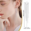 Anti-Tarnish Rhodium Plated 925 Sterling Silver Chain Tassel Dangle Hoop Earrings JE1038A-2