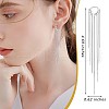 Rhodium Plated 925 Sterling Silver Chain Tassel Dangle Hoop Earrings JE1038A-2