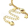 Brass Star & Glass Flat Round Charm Bracelets with Curb Chains NJEW-R263-25G-3