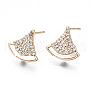 Brass Micro Pave Clear Cubic Zirconia Earring Findings KK-S356-359-NF-1