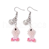Fish with Shell Shape 304 Stainless Steel Glass Beads Dangle Earrings EJEW-MZ00436-03-2