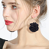 ANATTASOUL 4 Pairs 4 Colors 3D Flower Cloth Hoop Earrings EJEW-AN0003-69-5