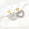 Heart Brass Dangle Stud Earrings EJEW-V011-05PG-3