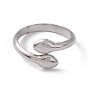 Non-Tarnish 304 Stainless Steel Double Snake Open Cuff Ring for Women RJEW-C045-14P-2