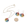 Natural & Synthetic Mixed Gemstones Flower Dangle Earrings and Pendant Necklace SJEW-JS01259-2
