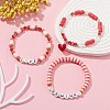 3Pcs 3 Style Polymer Clay Heishi Surfer Stretch Bracelets Set BJEW-TA00317-5