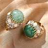 Half Round Natural Green Aventurine Cubic Zirconia Cuff Rings RJEW-M076-01G-05-4
