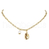 Natural Freshwater Pearl & Electroplated Shell Pendant Necklaces NJEW-JN05105-1