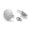 304 Stainless Steel Textured Flat Round Stud Earrings for Women EJEW-I285-03P-2