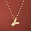 Brass Micro Pave Clear Cubic Zirconia Initial Pendant Necklaces for Women FS-WGDC51D-25-1