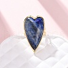 Heart Natural Lapis Lazuli Finger Rings RJEW-M076-03G-08-5