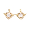 Brass Micro Pave Clear Cubic Zirconia Pendants KK-E068-VC447-2
