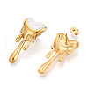 Heart 304 Stainless Steel Enamel Stud Earrings EJEW-T047-26G-B-2