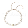 Summer Synthetic Turquoise Starfish & Natural Cowrie Shell & White Imitation Pearl Adjustable Beaded Necklaces NJEW-JN05270-03-4