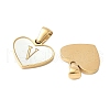 304 Stainless Steel Pave Natural White Shell Heart with Initial Slice Pendants STAS-R168-25G-V-2