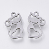 Tarnish Resistant 201 Stainless Steel Kitten Pendants X-STAS-S110-048P-1