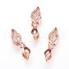 Long-Lasting Plated Brass Micro Pave Cubic Zirconia Ice Pick Pinch Bails ZIRC-F063-03RG-1