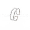 304 Stainless Steel Double Line Open Cuff Ring for Women RJEW-S405-227P-3