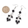 2 Pairs Synthetic Aqua Terra Jasper & Natural Black Onyx Dangle Earrings EJEW-JE06383-3
