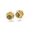 Flower Brass Micro Pave Clear Cubic Zirconia European Beads KK-V011-05G-1