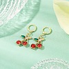 Cherry Alloy Rhinestone Dangle Hoop Earrings EJEW-JE06359-1