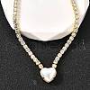 Brass Pave Clear Cubic Zirconia Tennis Necklaces NJEW-K287-02G-2