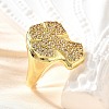 Brass Micro Pave Cubic Zirconia Cuff Rings for Women RJEW-F181-04G-4