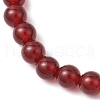 Shell Pearl Bead & Natural Carnelian Round Beaded Bracelets for Women BJEW-JB11937-01-3