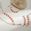 Brass & Alloy Enamel & Plastic Pearl Pendant Necklace & Stud Dangle Earring & Chain Bracelet FS-WGFF44D-02-2