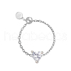 Geometric Shape 925 Sterling Silver Adjustable Chain Finger Rings KH7724-2-1