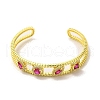 Square & Teardrop & Horse Eye Glass Open Cuff Bangle with Cubic Zirconia BJEW-A136-01G-03-1