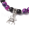Halloween Theme Baking Painted Glass Round Beads Stretch Bracelets for Women BJEW-MZ00186-02-3