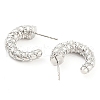 Rack Plating Brass Cubic Zirconia Horn Stud Earrings EJEW-K245-31P-2