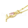 Brass Micro Pave Clear Cubic Zirconia Pendant Necklaces for Women NJEW-E106-20G-02-1
