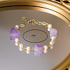 Natural Amethyst & Freshwater Pearl Beaded Link Bracelets for Women PP0485-4