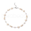 Summer Beach Synthetic Turquoise Starfish & Natural Cultured Freshwater Pearl & Shell & Glass Seed Beaded Necklaces for Women NJEW-TA00198-4