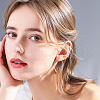 Beebeecraft 1 Pair Rhodium Plated 925 Sterling Silver Simple Oval Dangle Earrings for Women EJEW-BBC0001-36-6