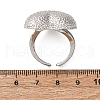 Brass Micro Pave Cubic Zirconia Adjustable Open Cuff Rings for Women RJEW-A072-02P-5