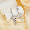 Fashionable Brass Clear Cubic Zirconia Double Snake with Wing Hoop Earrings IC7778-1-2