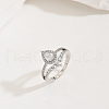 Brass Micro Pave Cubic Zirconia Double Layer Finger Rings IQ6889-4-2