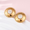 304 Stainless Steel Natural White Shell Stud Earrings EJEW-Z103-08G-3