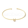 Rack Plating Brass Micro Pave Clear Cubic Zirconia Letter Open Cuff Bangles BJEW-A018-01G-U-2