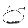 Natural Obsidian Chips Braided Bead Bracelet X-BJEW-JB08019-08-1