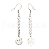 Curb Chains with Brass Charm Long Dangle Earrings EJEW-JE04963-04-2