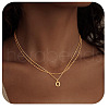 Alloy Initial Pendant Double Layer Necklaces for Women Men WG365C5-15-1