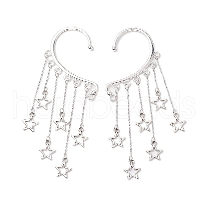 Star Tibetan Style Alloy Cuff Earrings for Women EJEW-TA00525-1